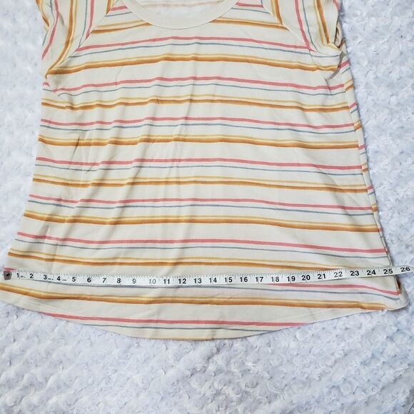 Andree size 1x pink blue orange striped short sleeve top - Picture 4 of 5